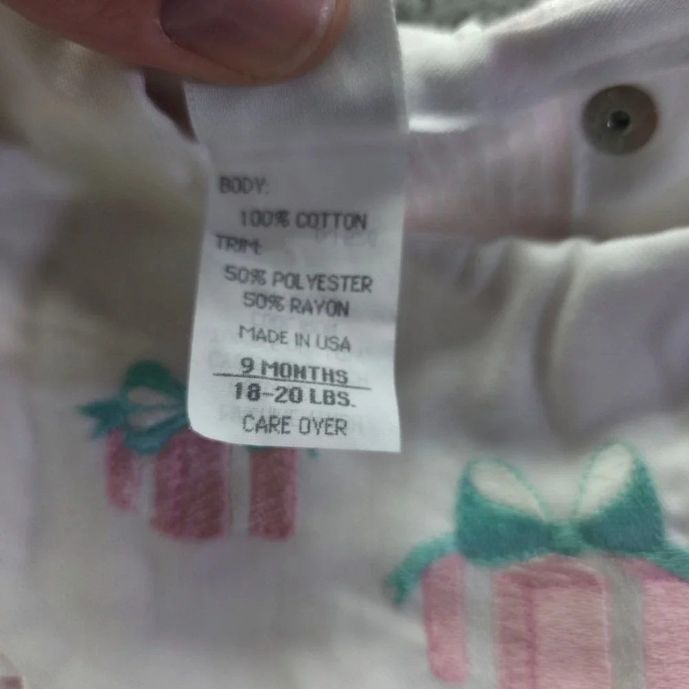 Baby Dior Vintage Pink Striped Embroidered Romper 9 Months Made in USA